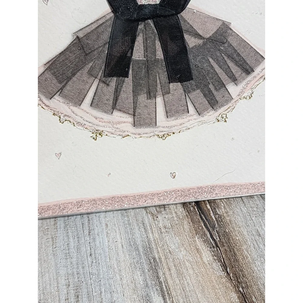 Papyrus RARE Turnowsky Embossed Dress Glitter Silver Gold Trim Birthday Card